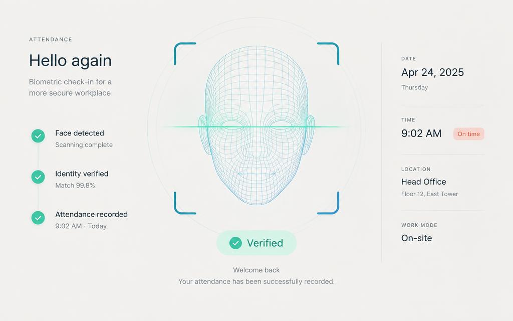 Biometric attendance verification interface